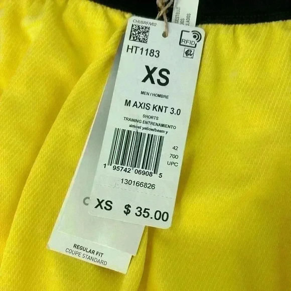 ADIDAS SHORTS MENS XS AEROREADY AXIS KNIT 3.0 TRAINING ALMOST YELLOW BASKETBALL - Picture 2 of 10